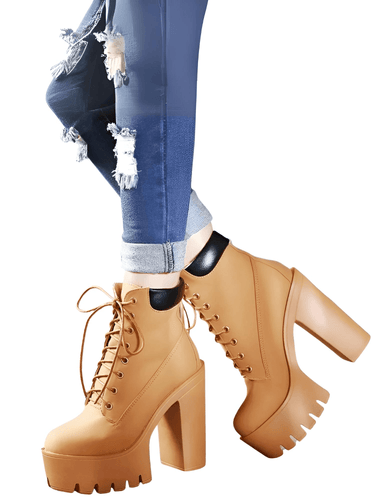 Women's Chunky Heeled Short Boots -, Boots , Drestiny , Ankle Boots, Australia, Boots, Brown, Chocolate, New Zealand, United Kingdom, United States , Drestiny , www.shopdrestiny.com